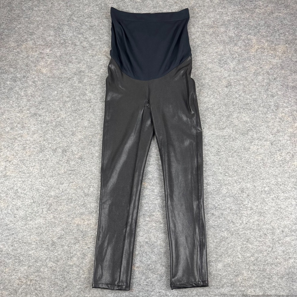 SPANX Mama Faux Leather Shiny Maternity Leggings 23" 20201R Womens Medium M